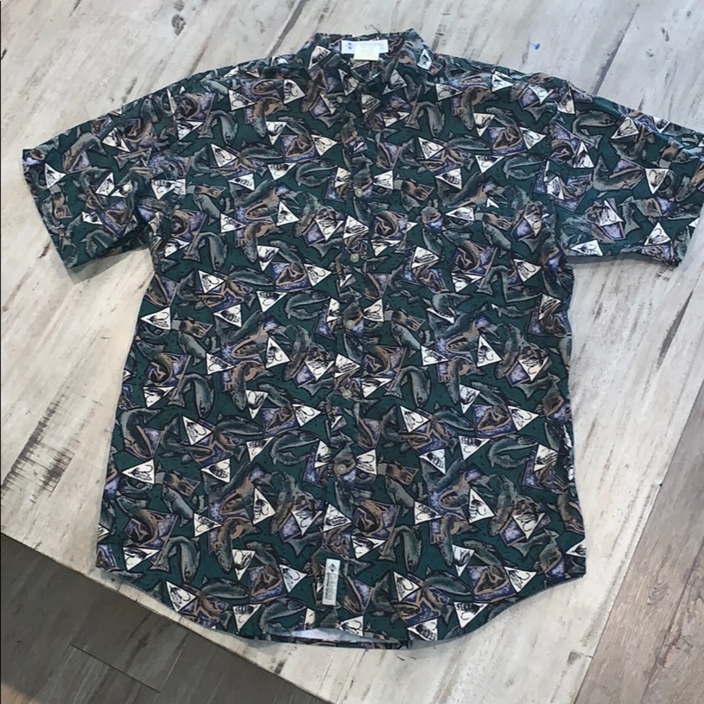 Vintage Columbia Fishing Print Button Down
